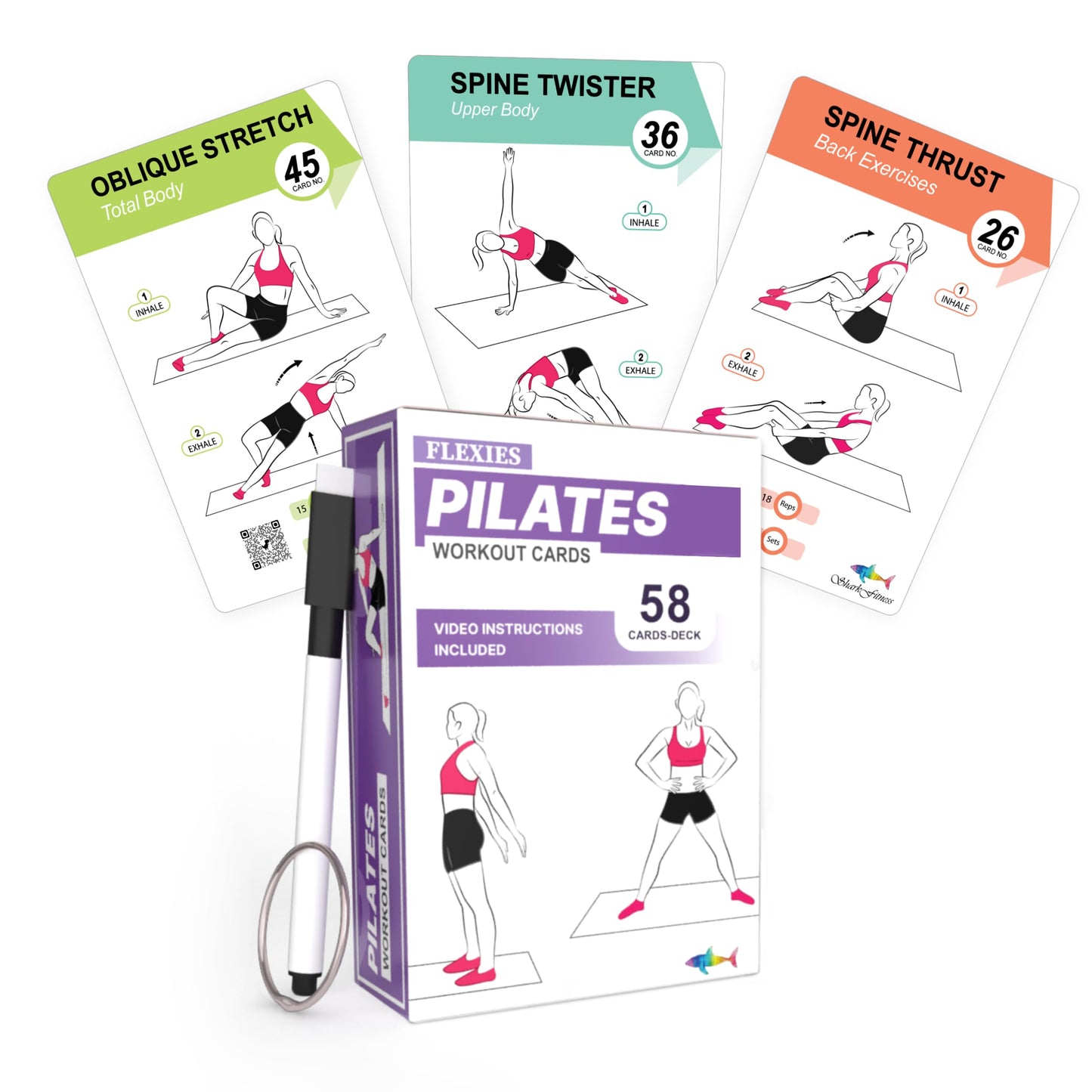 Pilates Pro Exercise Cards with Video Guides & Accessories